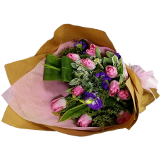 Holland Pink Color Tulips Bouquet Valentines Day